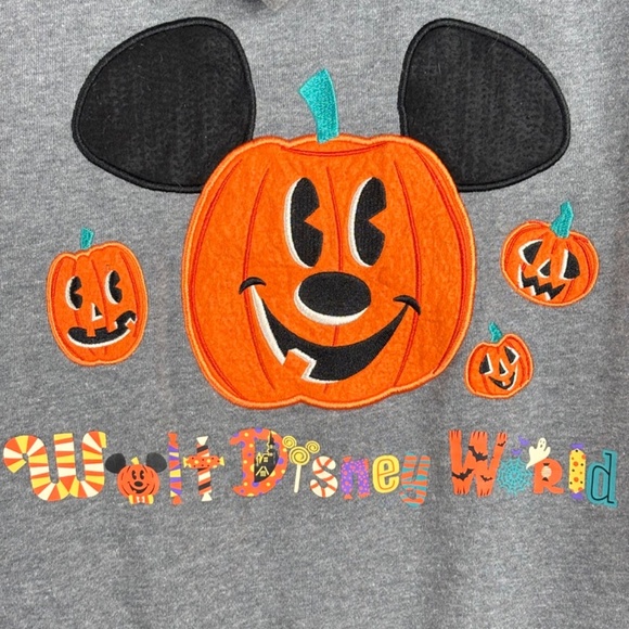 Disneyland Mickey Mouse Pumpkin Halloween Hoodie Adult M Embroidered 2020 Zip Up - Picture 6 of 12